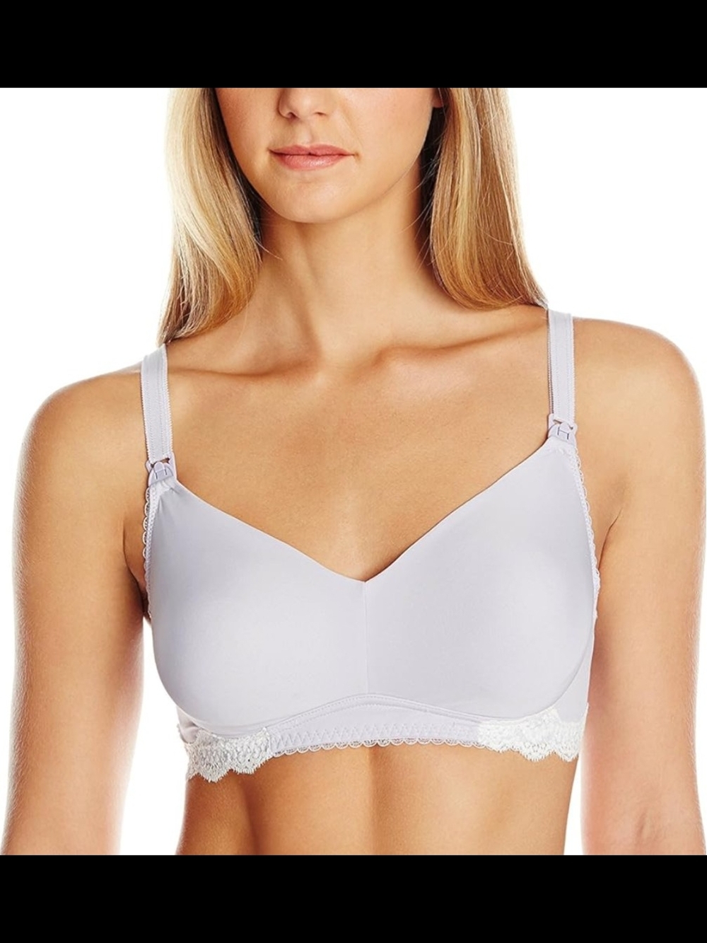Soft Cup Lace-Trim Maternity Nursing Wireless Bra in Plum  Melba 38B